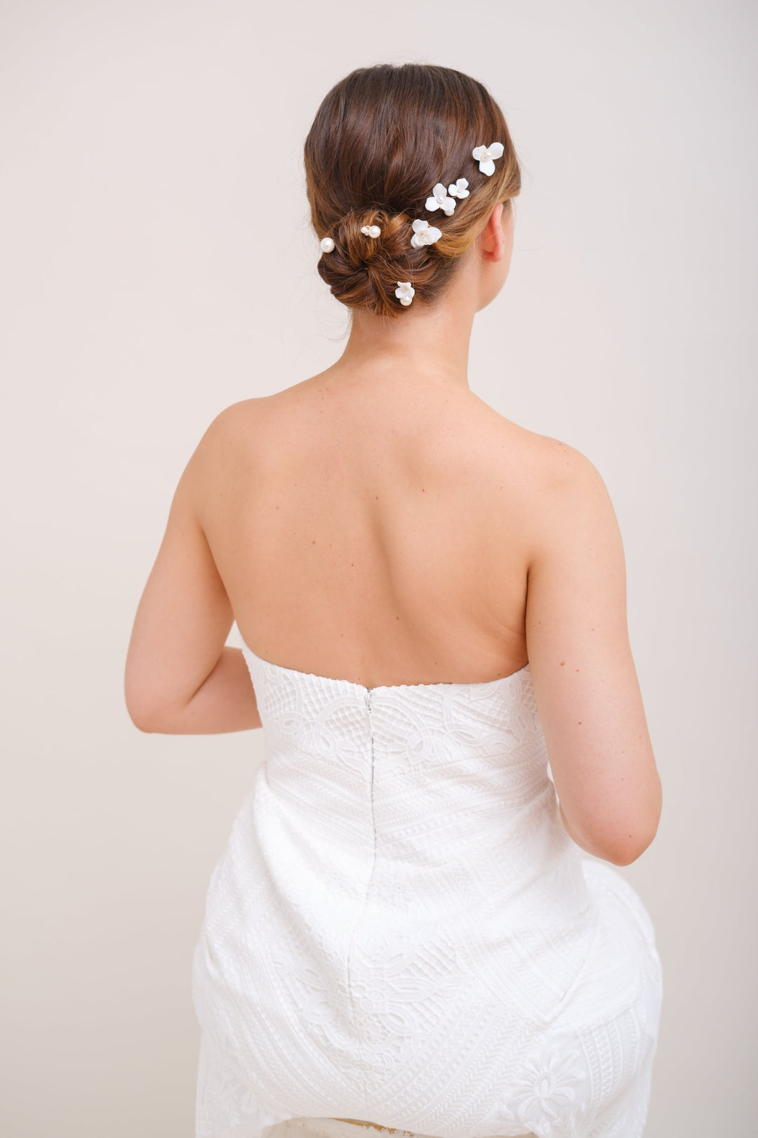 PICS A CHIGNON PERLES ET FLEURS<BR>Flora Pearl (lot de 6 pics)