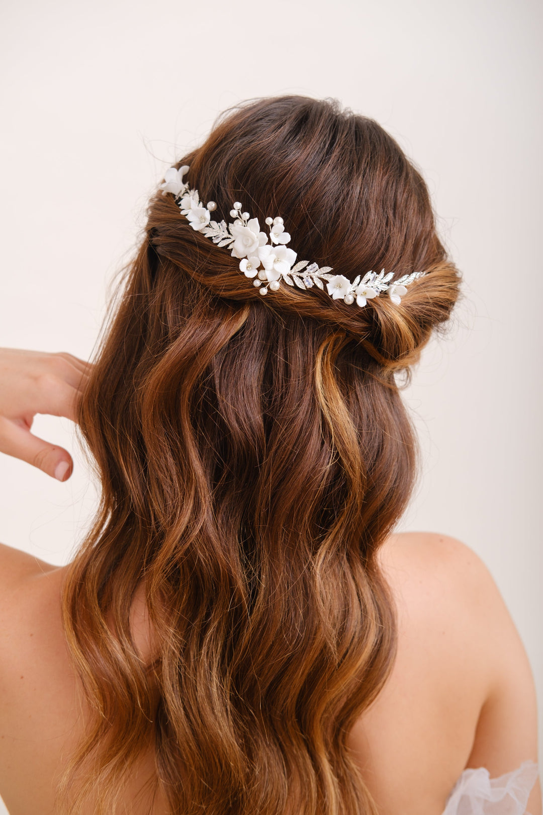 HEADBAND MARIAGE FLEURI <BR>Gabrielle