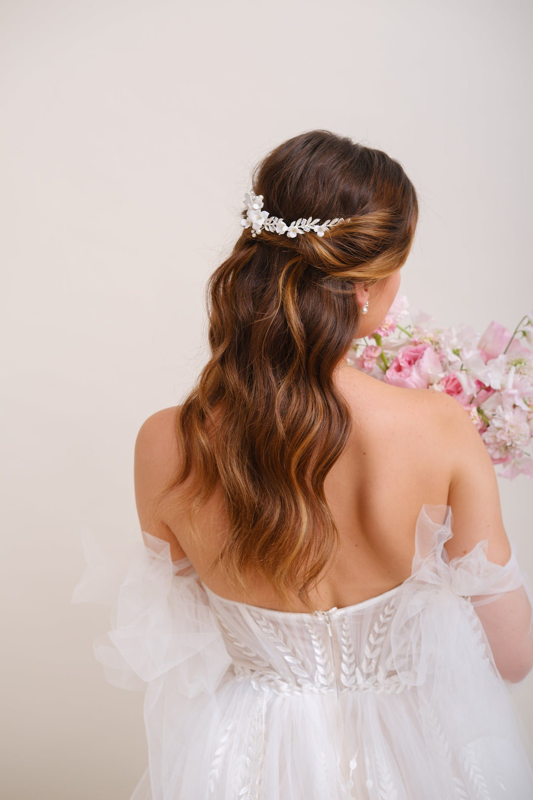 HEADBAND MARIAGE FLEURI <BR>Gabrielle