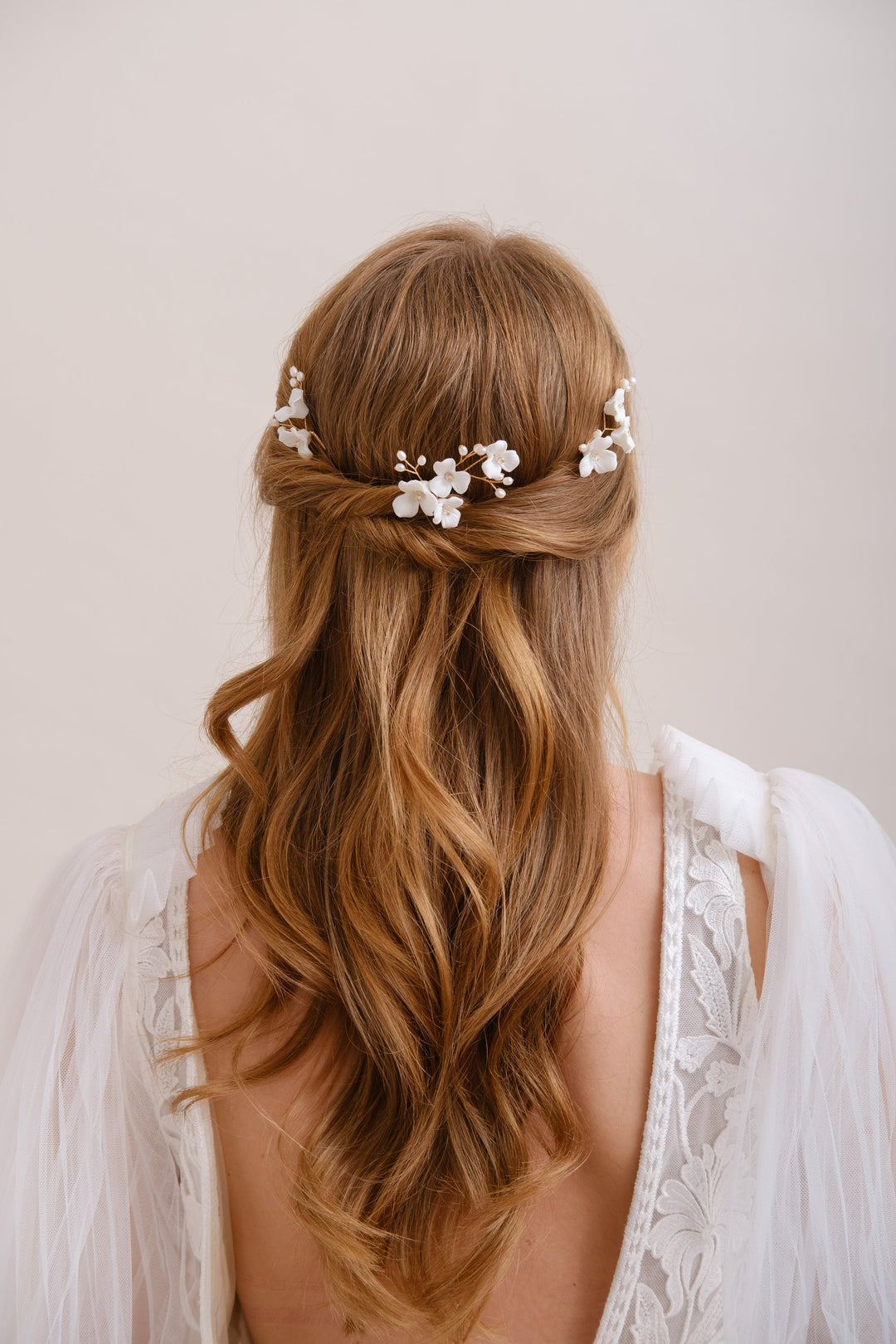 PICS A CHIGNON MARIAGE<BR>Camélia (lot de 3 pics)